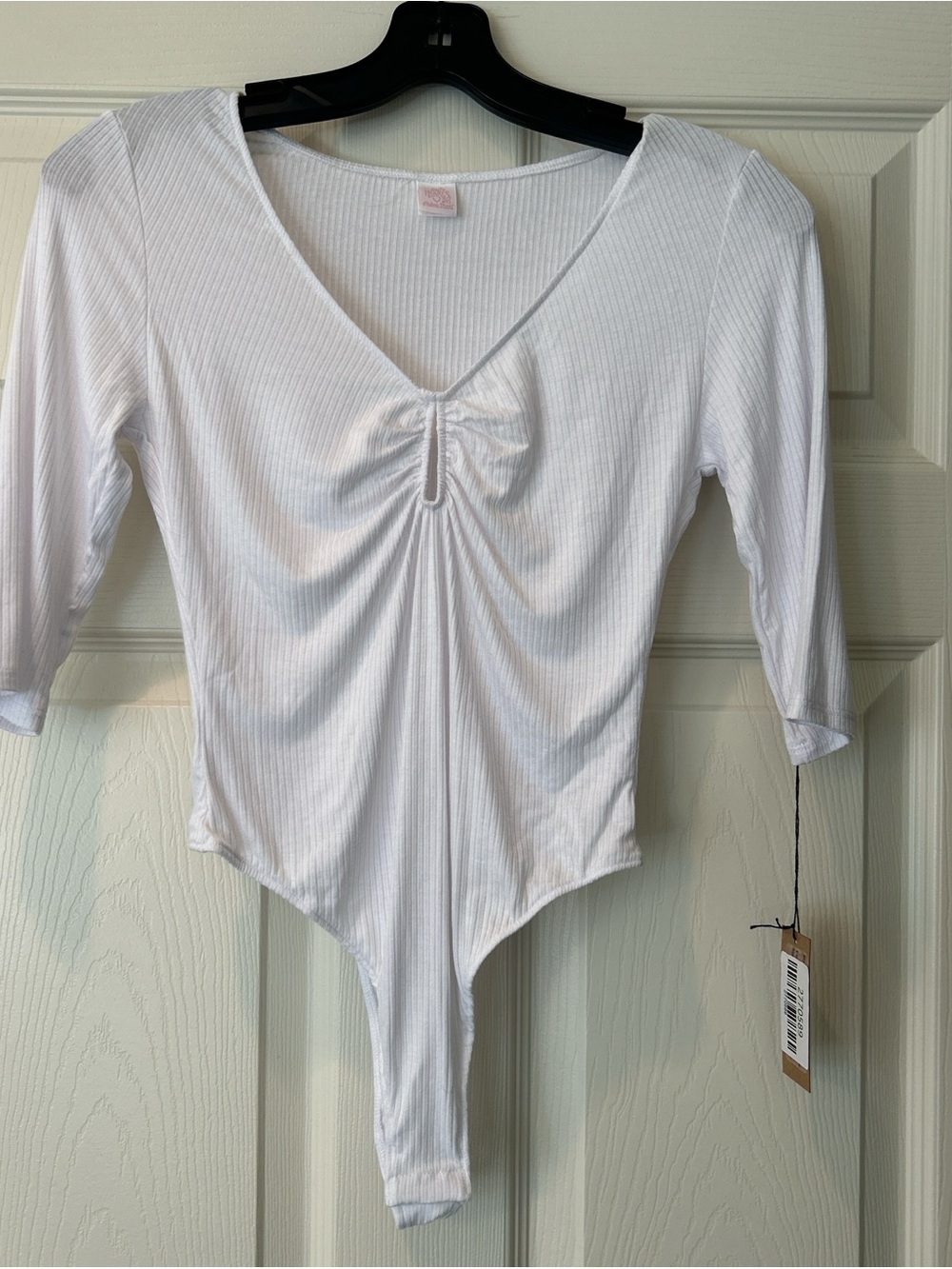 Only Hearts White Ribbed Twist-Front Bodysuit